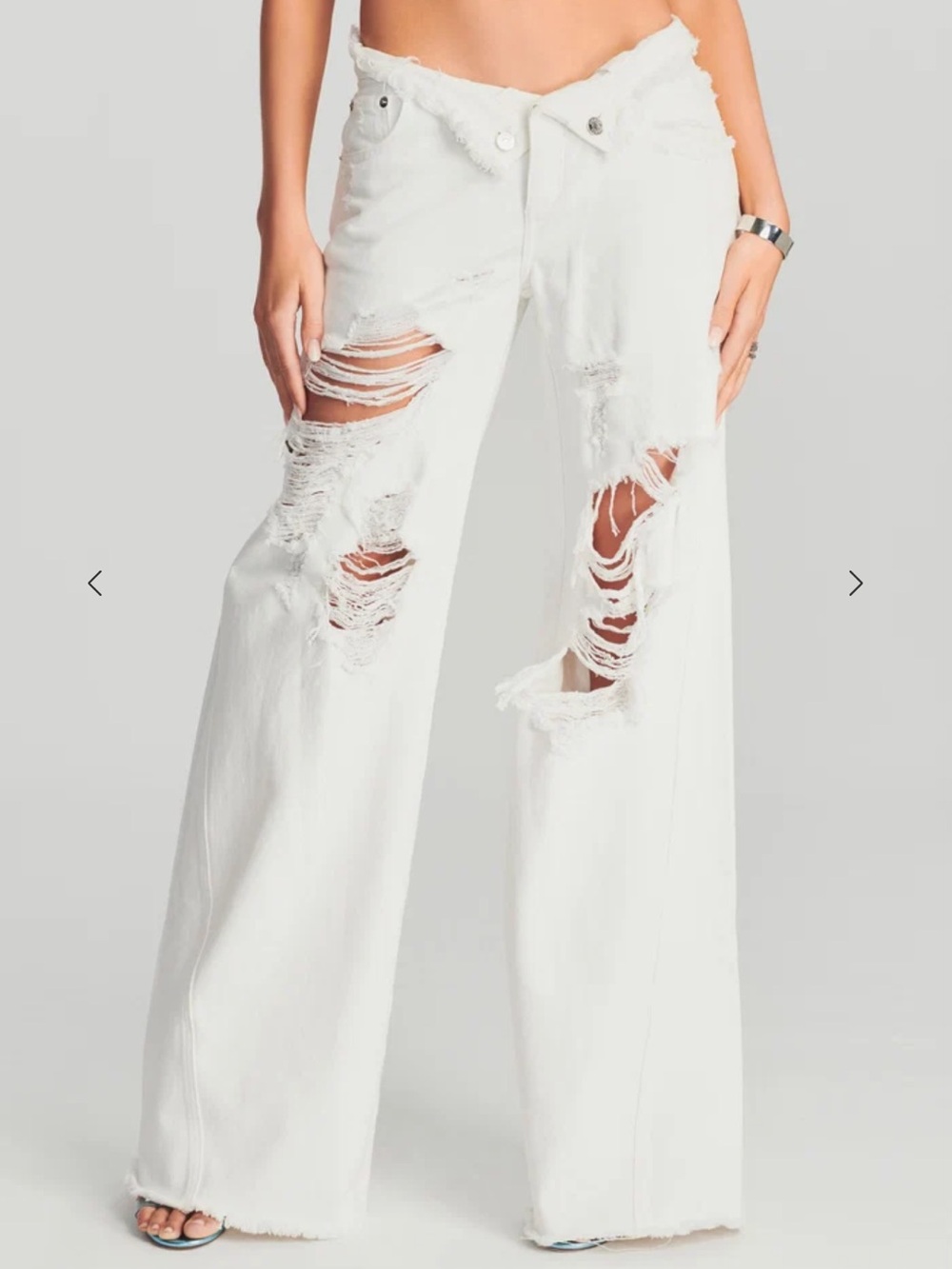 NWT SER.O.YA Ollie Distressed Wide Leg Jeans In White